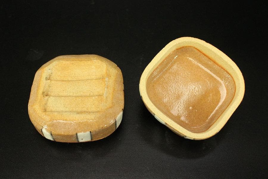 茶道具 香具 織部 香合 美品(RC944)