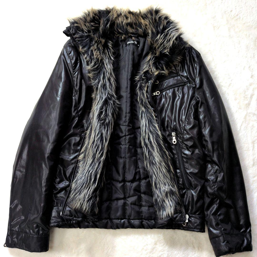 Y2K opium dark core 鬼ファー zip 中綿ジャケット 光沢