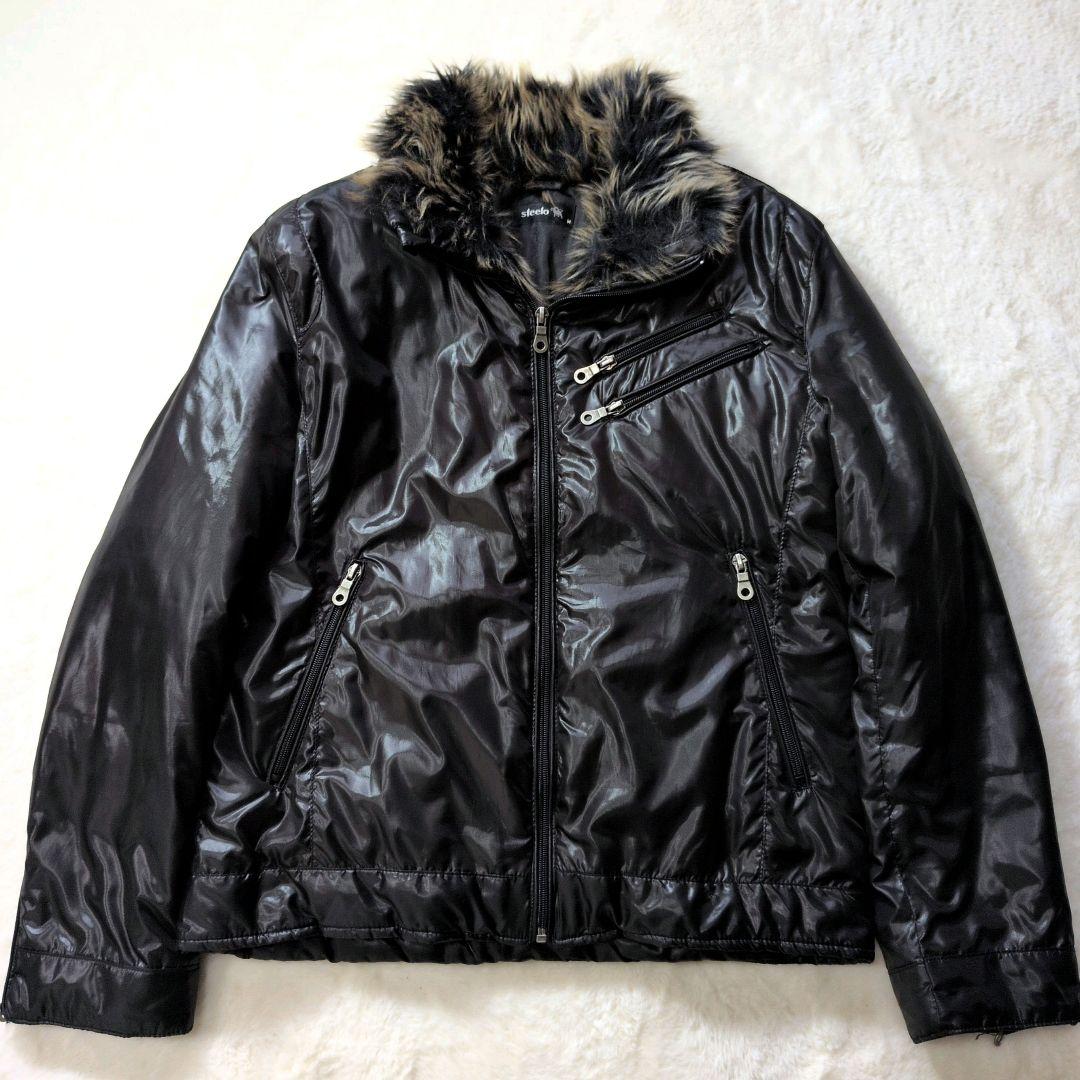 Y2K opium dark core 鬼ファー zip 中綿ジャケット 光沢