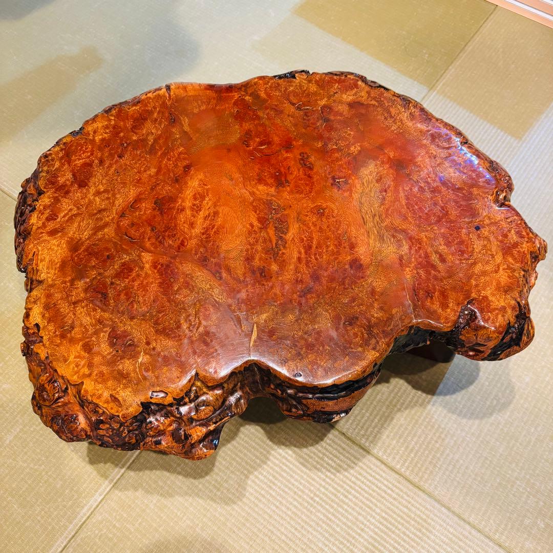花梨 一枚板 天然木 花台 テーブル ローテーブル 瘤 座卓　飾り台