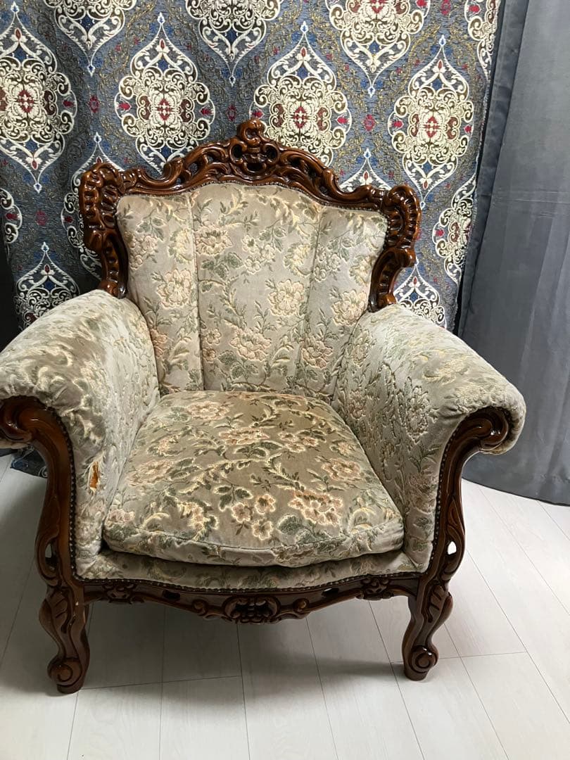 新年SALE～1/5迄☆ロココ調☆アンティークソファ☆どっしり重厚感