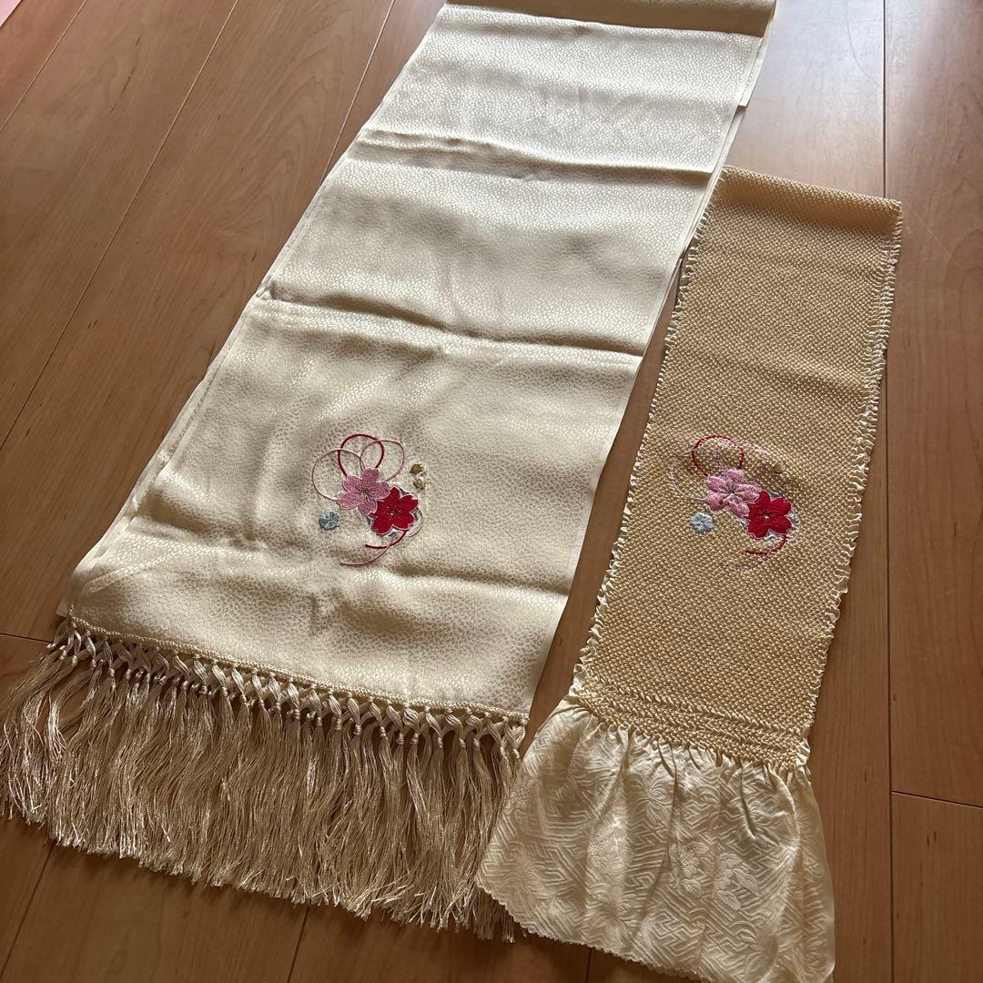 96 ジャパンスタイル 黒ちりめん×牡丹　7歳 七五三着物セット　和装小物　袋帯