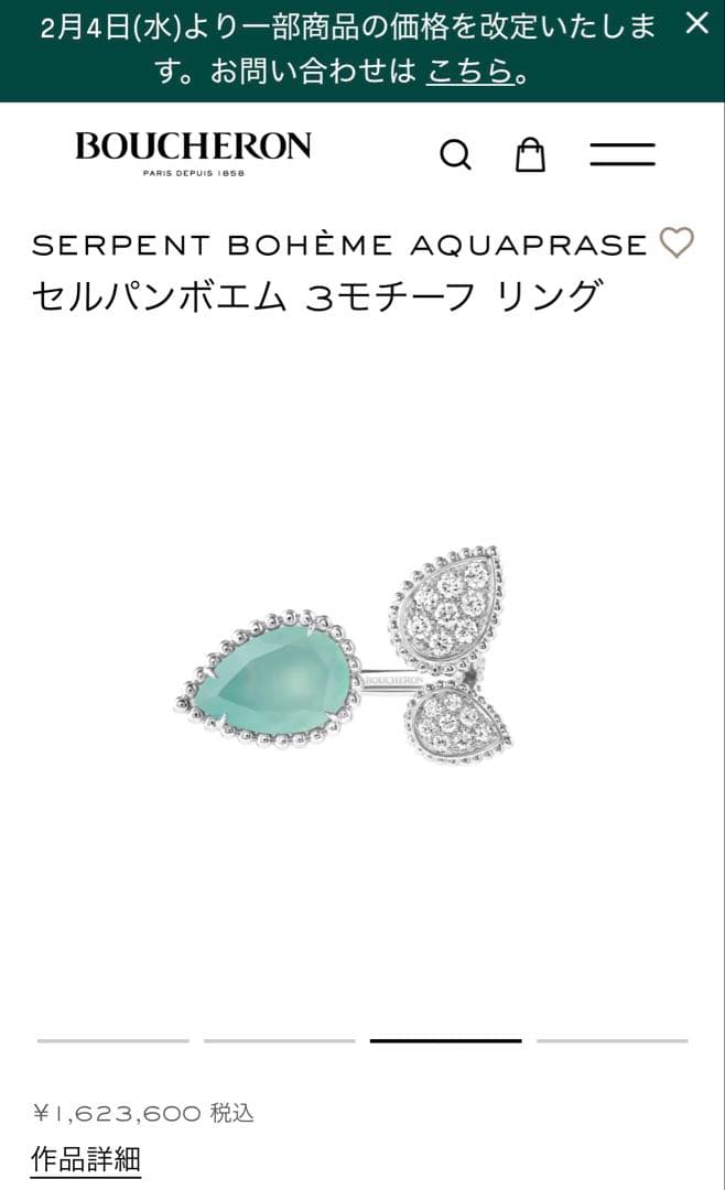 ブシュロン　セルパンボエム　アクアプレーズ　リング　#52