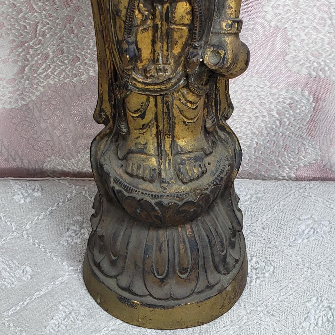 【百済仏】◆百済金銅観音菩薩立像 高:37cm 仏像◆検）高麗仏 新羅仏 白鳳仏