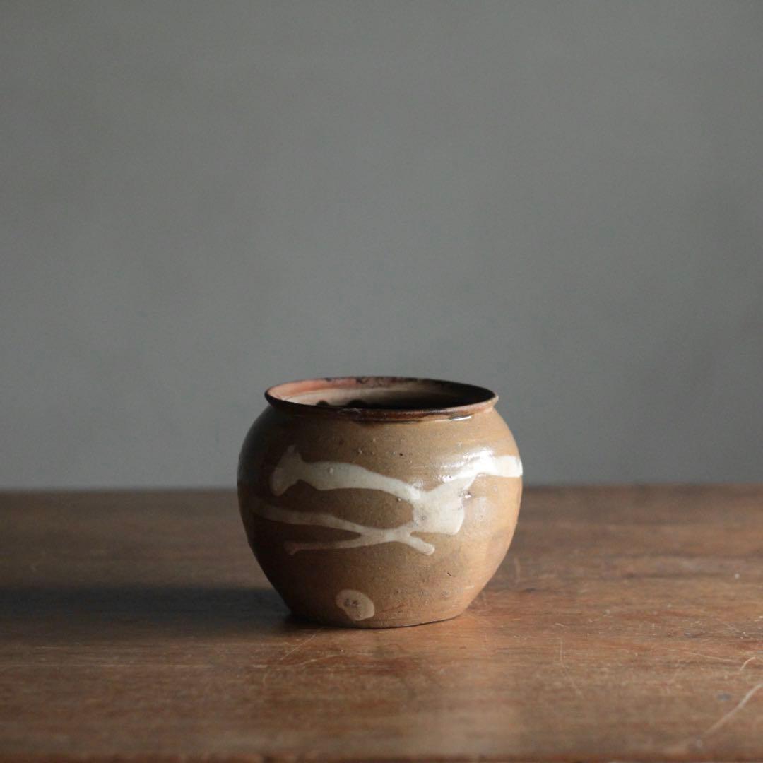 丹波 白化粧土流し 小壺 茶碗 古美術 古道具 アンティーク 古丹波