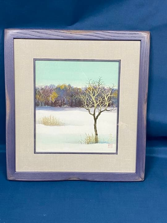 絵画　色紙画　色紙額　水彩画　新雪　　3
