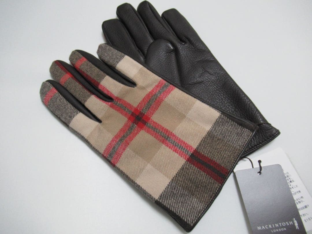 Mackintosh マッキントッシュ 新品！チェック柄カシミヤ鹿革手袋グローブ