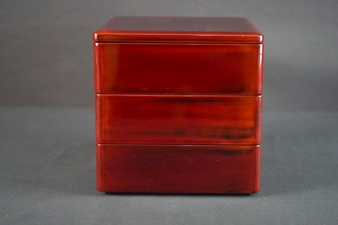 越前漆器 塗師 山本英明 作 溜塗三段重箱 共布 共箱 栞付 美品