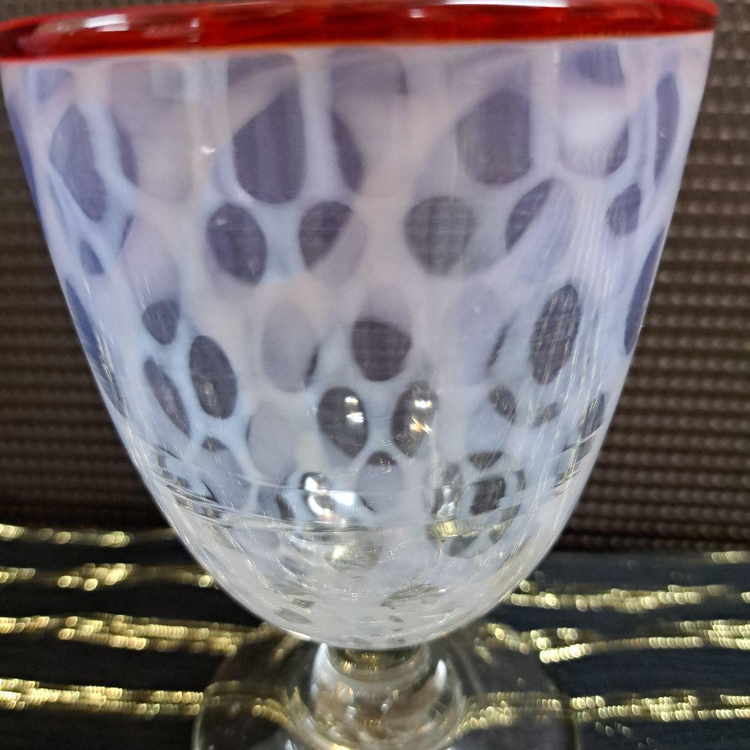 ♡昭和レトロ　氷コップ縁赤水色模様♡