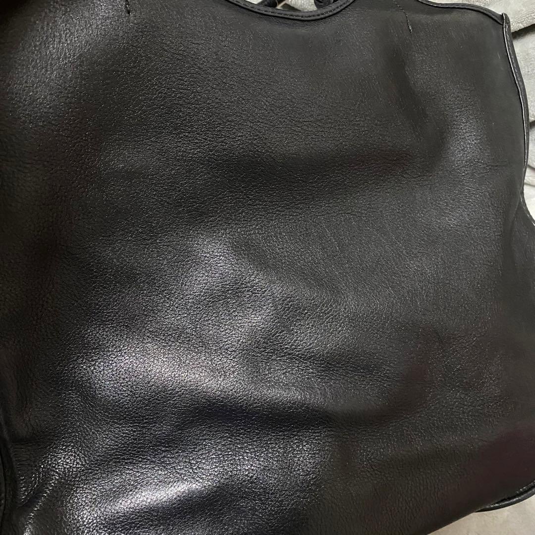 Christian Dior Dチャーム付き ブラックレザーハンドバッグ トート