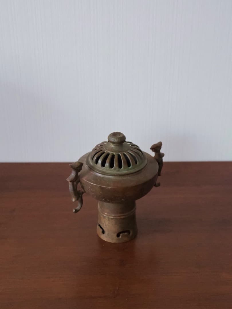 高岡銅器　正晴堂　透かし彫り　538g　香炉　香道具　茶道具　箱付　Q2296