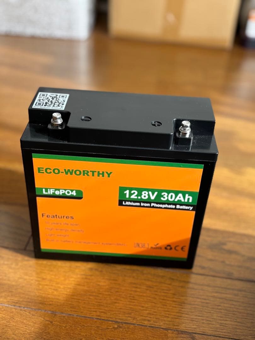 【美品】リチウムイオンバッテリー　12.8V 30Ah リチウム鉄リン酸　①