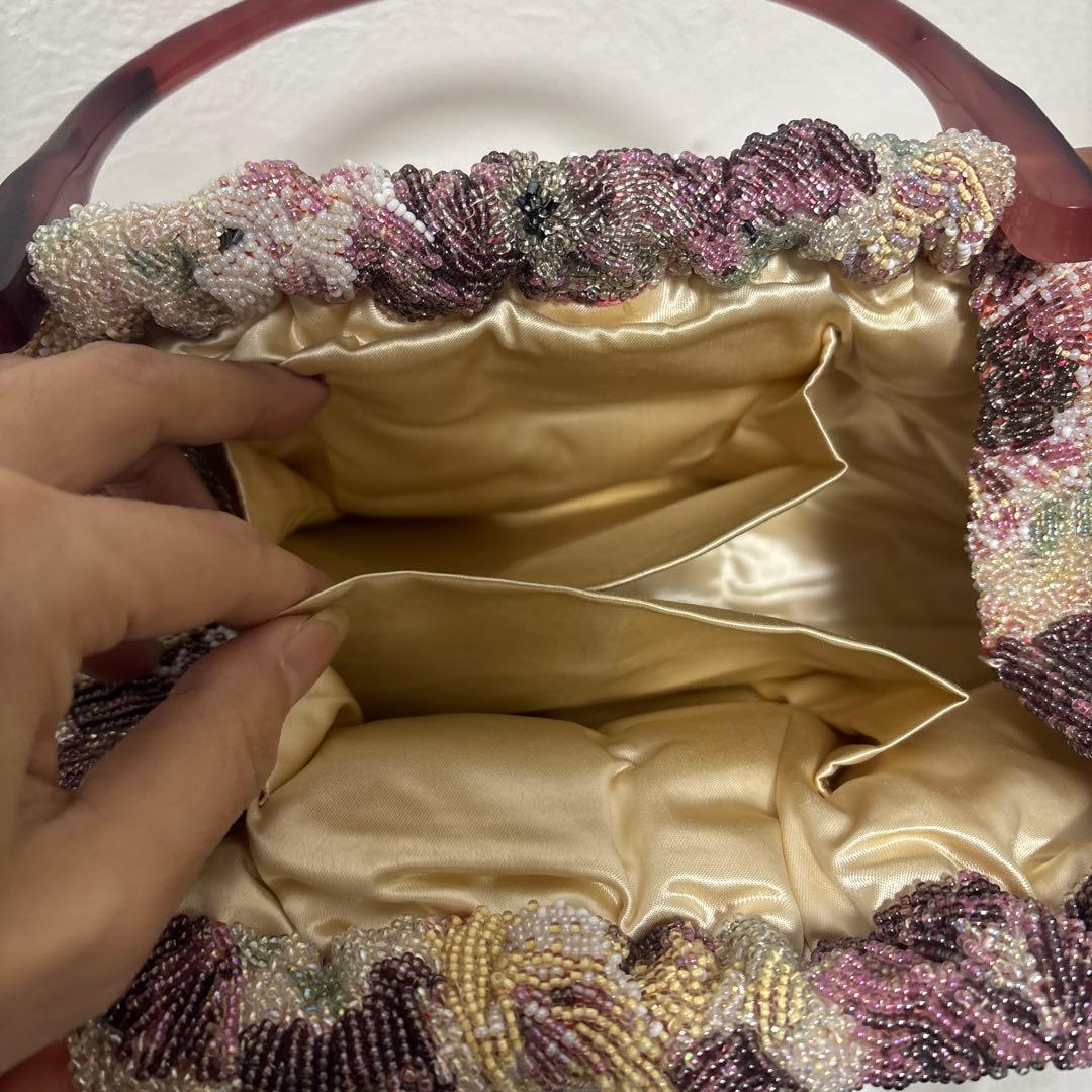 花柄ビーズバッグ/ビーズバック/和装/美品/ヴィンテージ