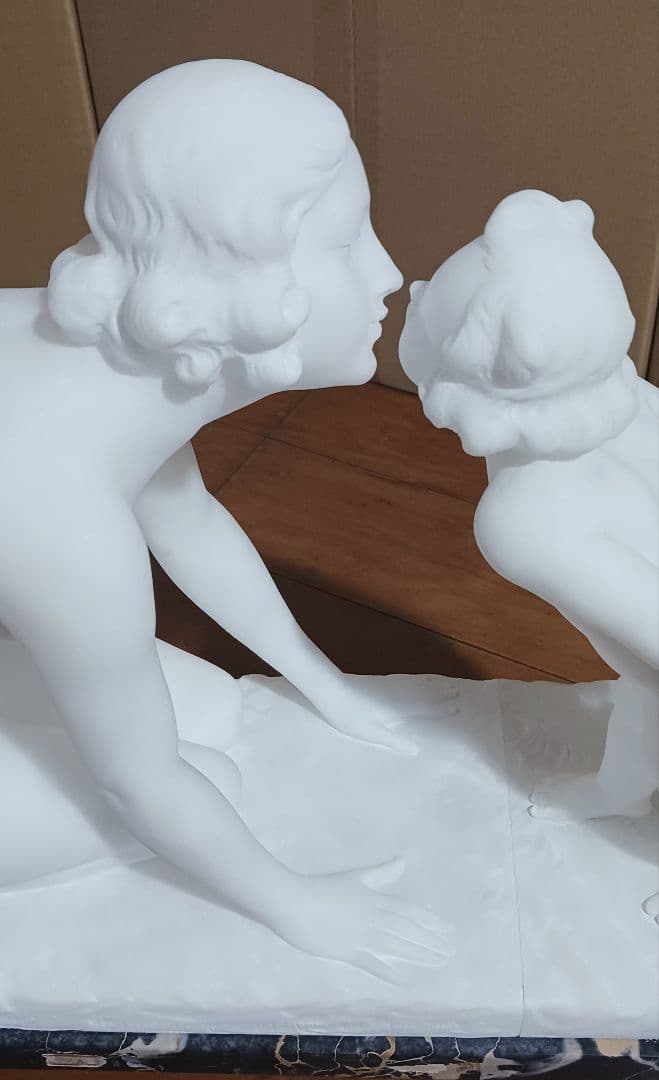 ウンベルト スティアチーニ 母子裸像 アラバスター 19~20世紀 イタリア製