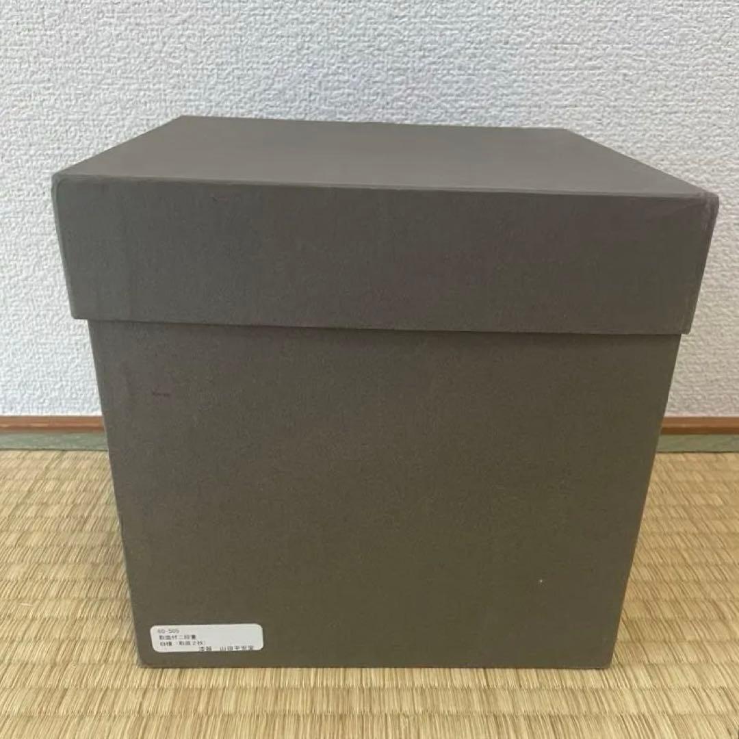 山田平安堂　白檀　二段重　重箱　取り皿2枚、風呂敷付き