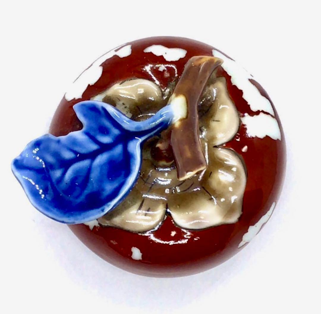 大磯名家出物　時代　美品12代柿右衛門　鑑定済み　柿香合 茶道具 香道具