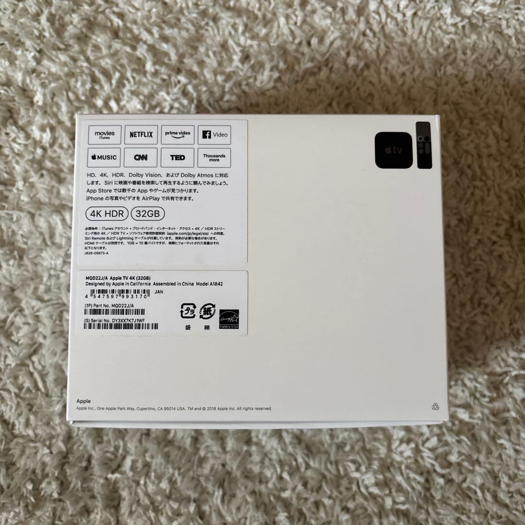 Apple TV 4K 本体 + リモコン + HDMIケーブル