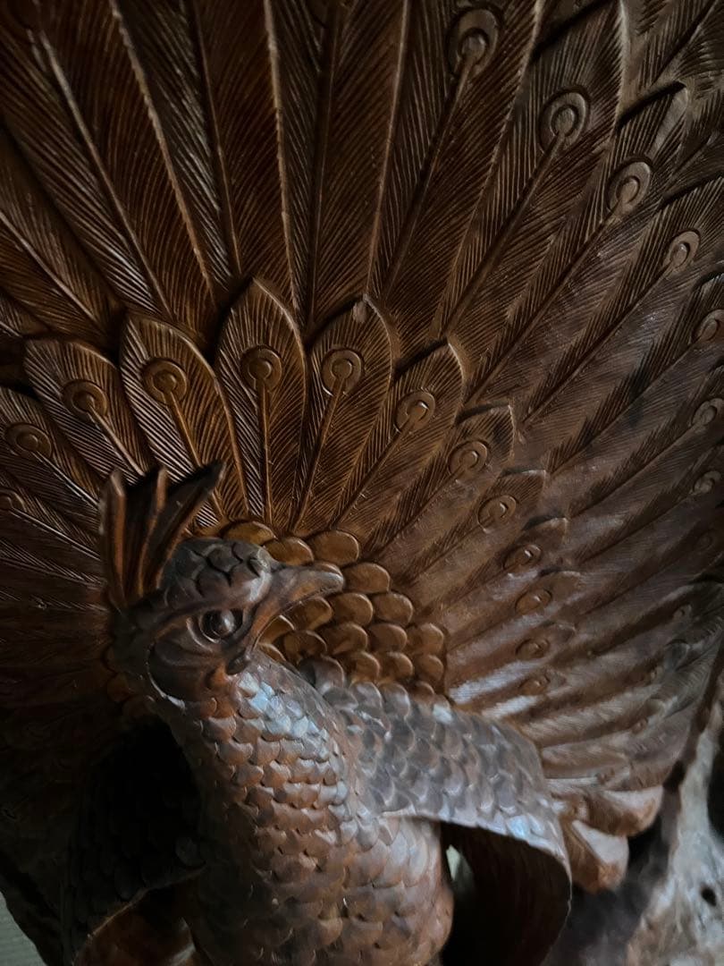 一刀彫　骨董　屋久杉　衝立