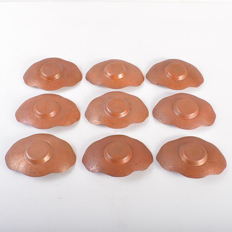 煎茶道具　素銅　木瓜式　茶托　十八客　合計約1429g　在銘　共箱　MR7539