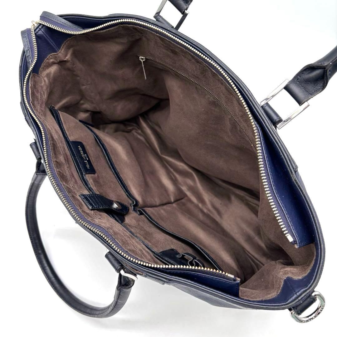 ペッレモルビダ　ビジネスバッグ　トートバッグ　キャピターノ　リモンタ　ネイビー