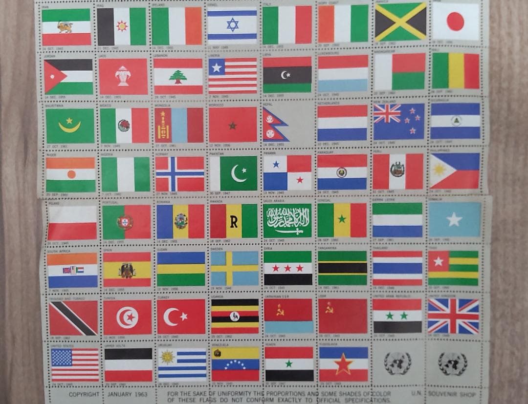 レア！UNITED NATIONS SOUVENIR FLAG STAMPS
