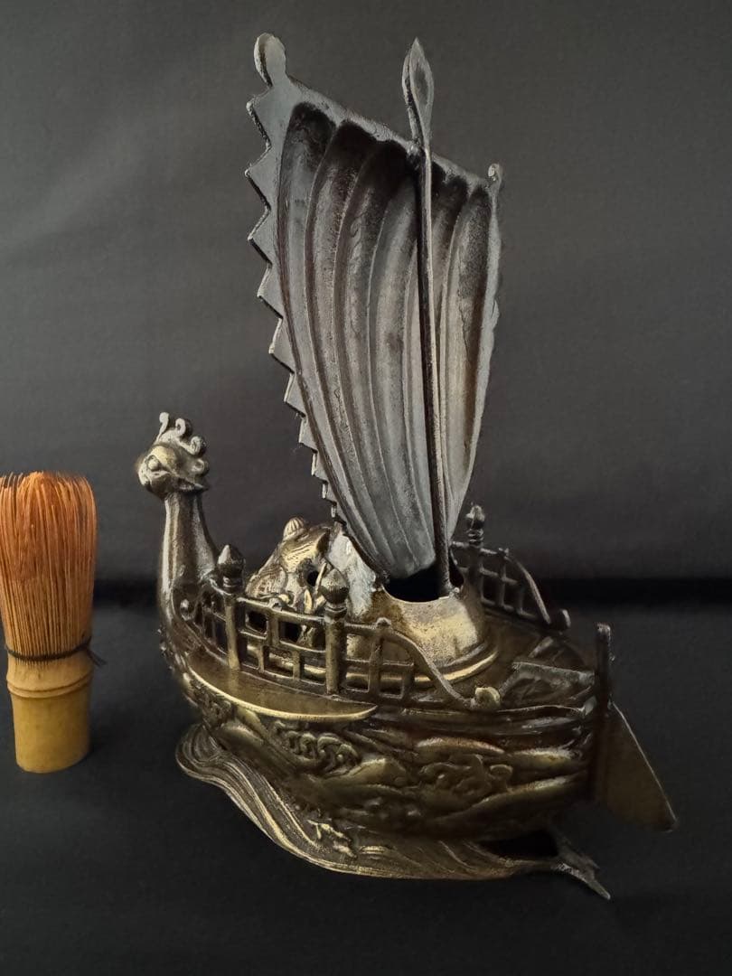 香炉 鳳凰型 宝船 銅製 彫刻 置物 開運 風水 骨董 インテリア　アンティーク
