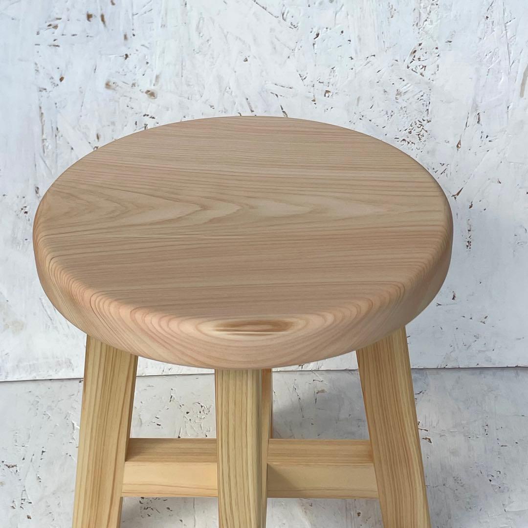 黒茶　国産ひのき　丸椅子　スツール