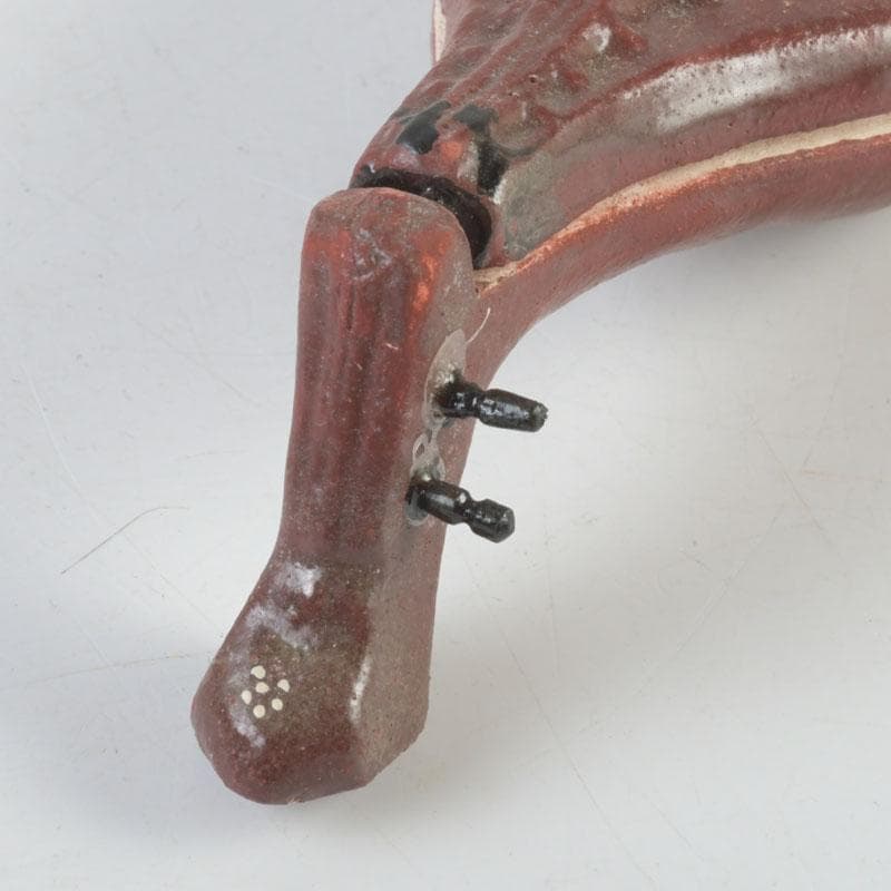 茶道具　横山朝陽作　陶器製　呉須絵　琵琶香合　干支巳　共箱　V　9346