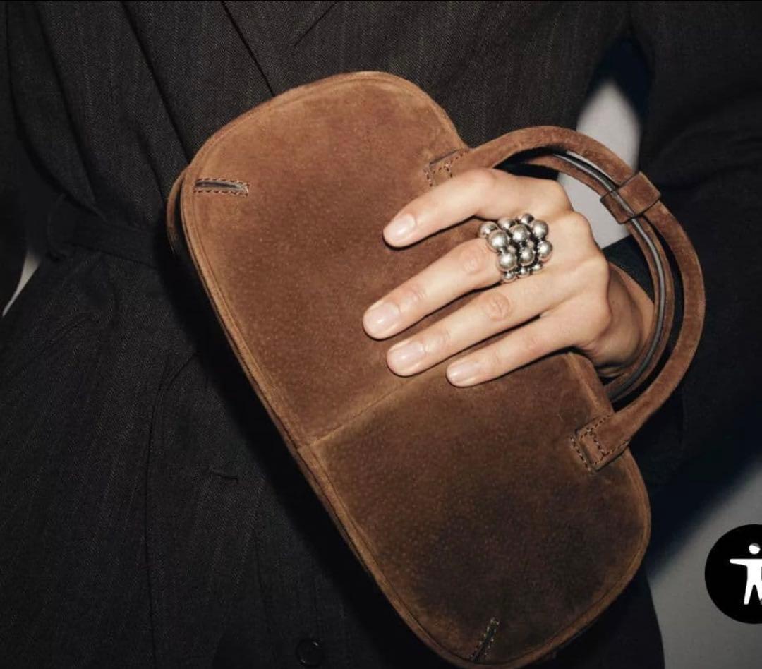 未使用　ZARA スプリッドスウェードミニボストンバッグ