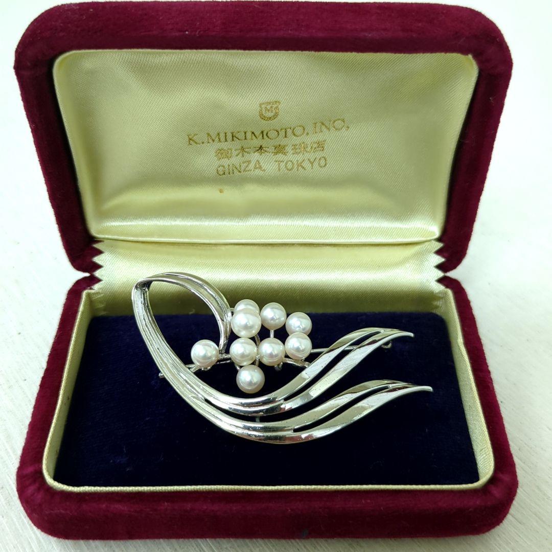 MIKIMOTO ミキモト パール 9粒 シルバー ブローチ