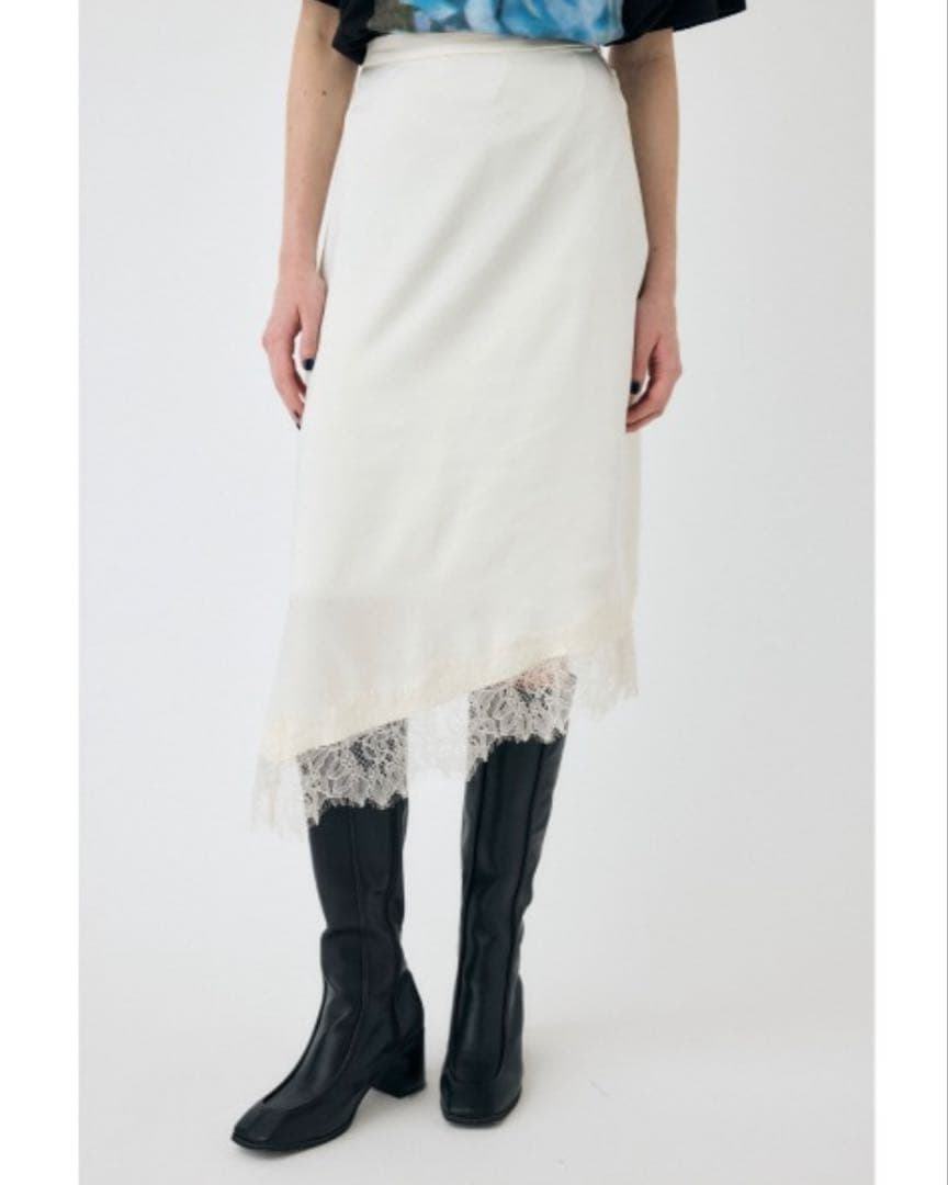 MOUSSY LACE TRIM SLIP スカート サテン オフホワイト