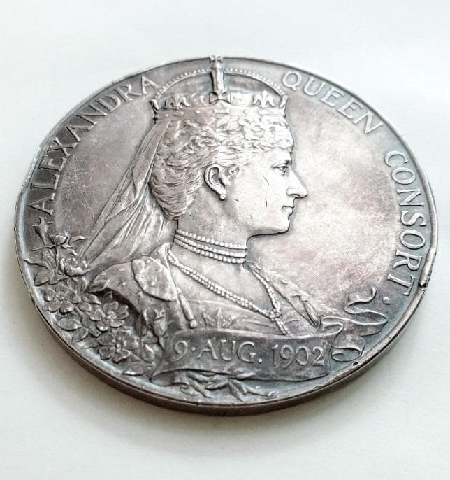 大型 55mm 1902年 イギリス 英国 エドワード7世 戴冠式 銀メダル