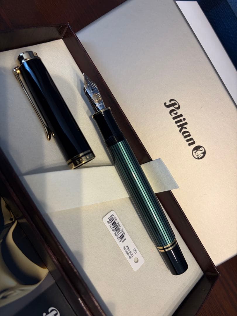 ほぼ未使用 ペリカン スーベレーン M800 緑縞 F 細字 万年筆