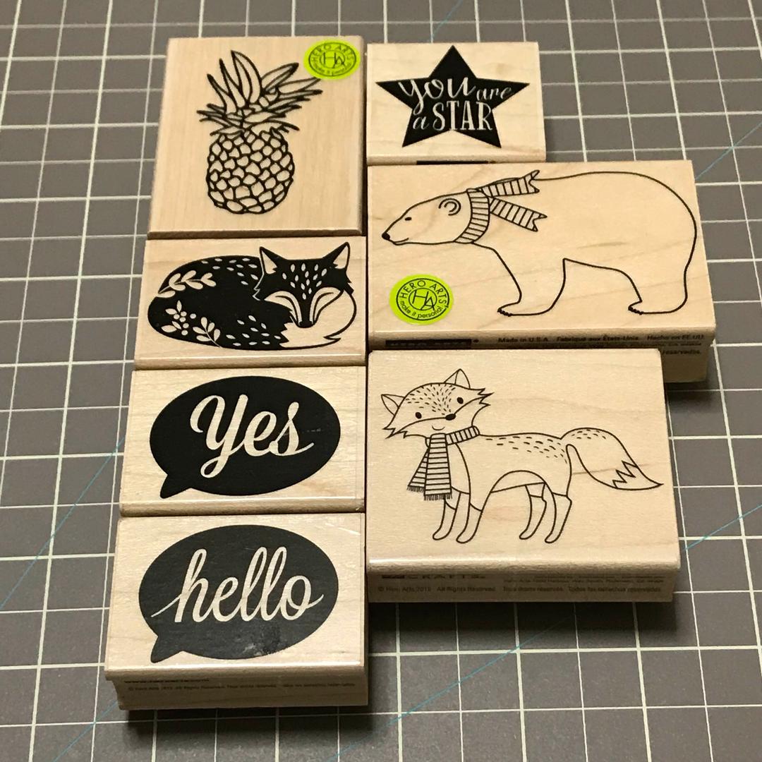 【Hero arts】 ウッドスタンプいろいろ7つセット