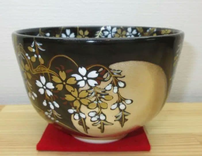 送料込【逢絢亭・新品】茶道具 茶碗 京焼 春の宵の図 錦光山香峰 共箱入り