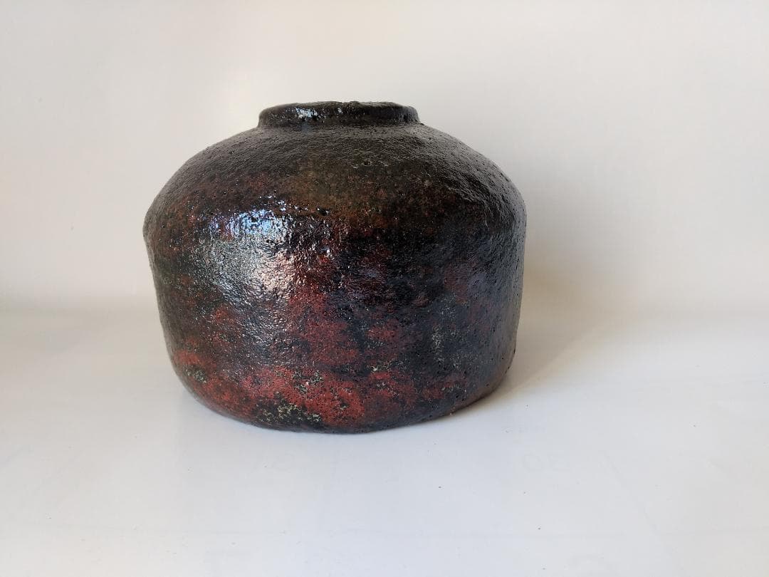 小西平内焼 太閤窯 原田聖龍 朱彩黒茶碗 共箱 茶碗 茶道具 茶器 抹茶碗 新品