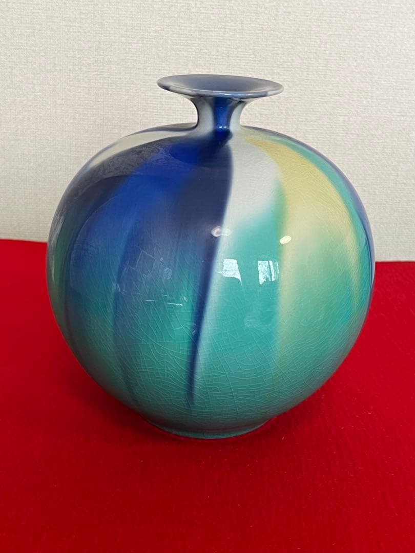 四代 徳田八十吉 襲名記念作品 彩釉 三彩壷『彩光』管理T238