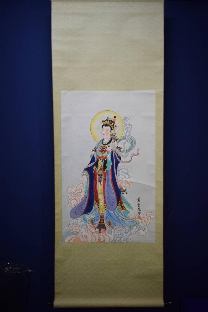 不詳/作者不詳/人物図/観音図/天女図/中国画/大幅/布袋屋掛軸HJ-837