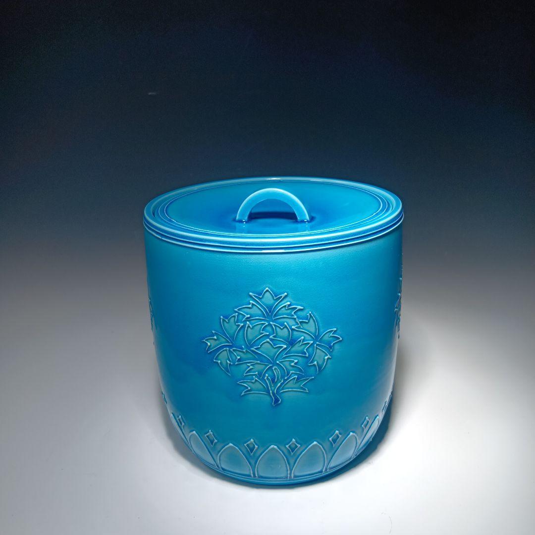 茶道具　松谷造　浅黄交趾古銅模様　 水指　共箱