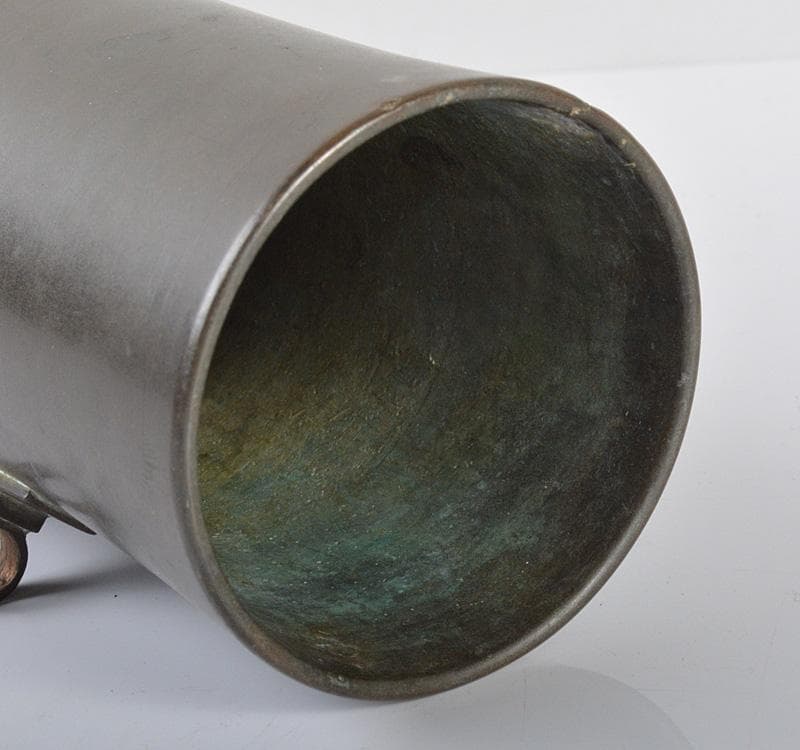 平安　英青堂造　青銅古銅　掛花入　共箱 N　R4203