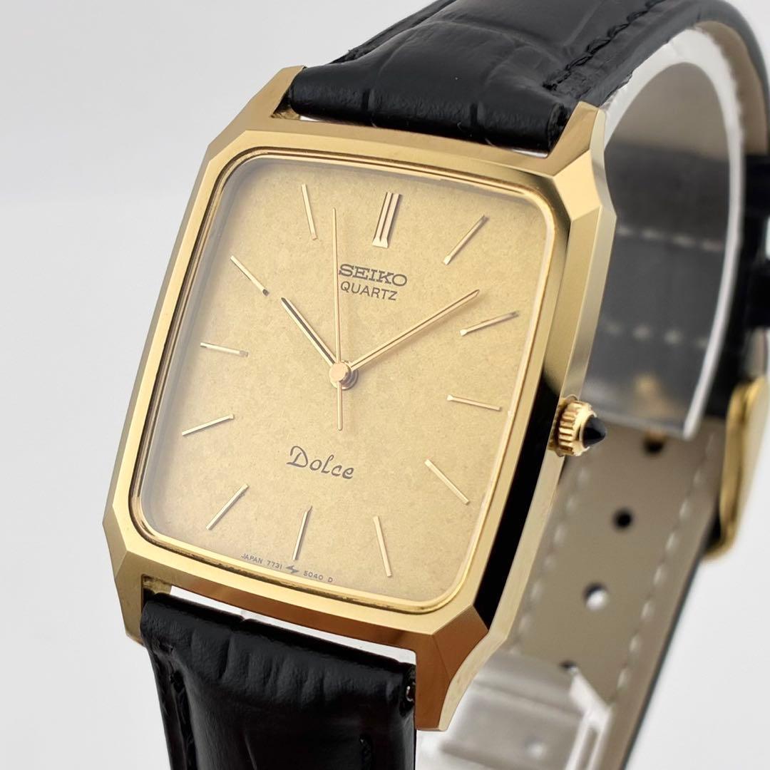 【美品/電池交換済】SEIKO　DOLCE　腕時計　ゴールド　7731-5040