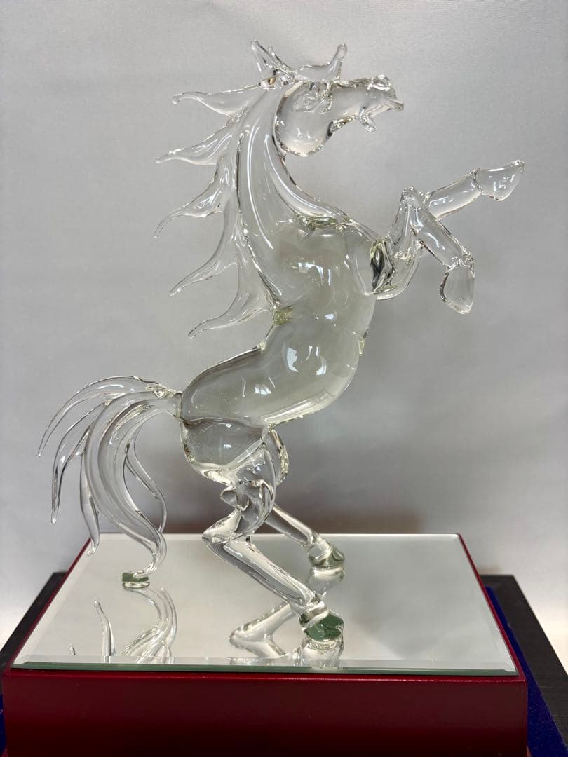 #水晶製 騎立ち馬オブジェ ケース付