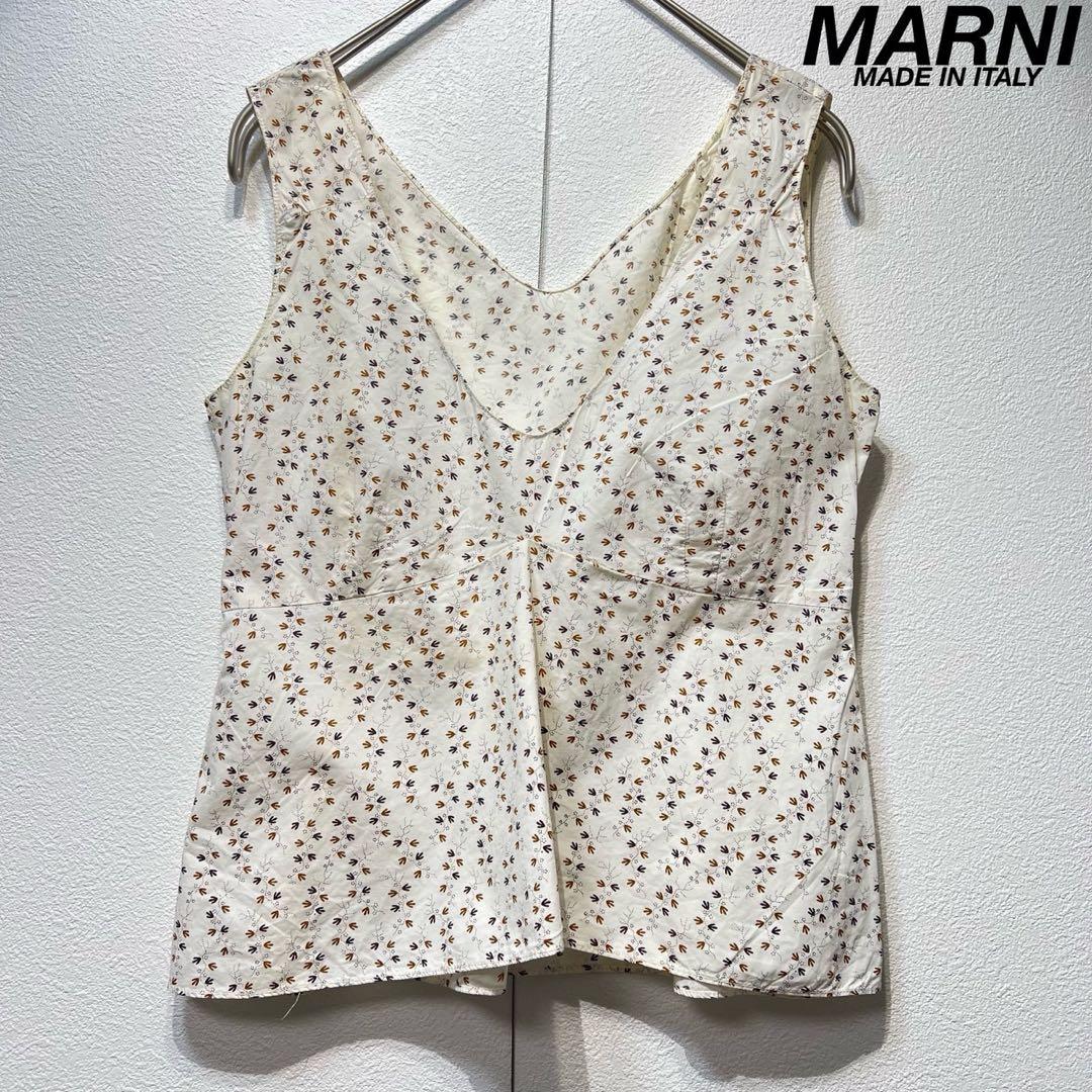 希少 MARNI 上質 総柄 ノースリーブ デザイン タンクトップ シャツ 38