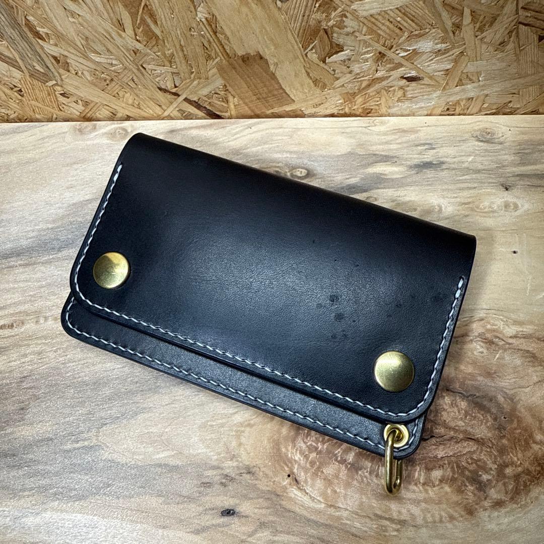 150 カスタム ミドル トラッカーウォレット 姫路レザー オイルヌメ 真鍮 白