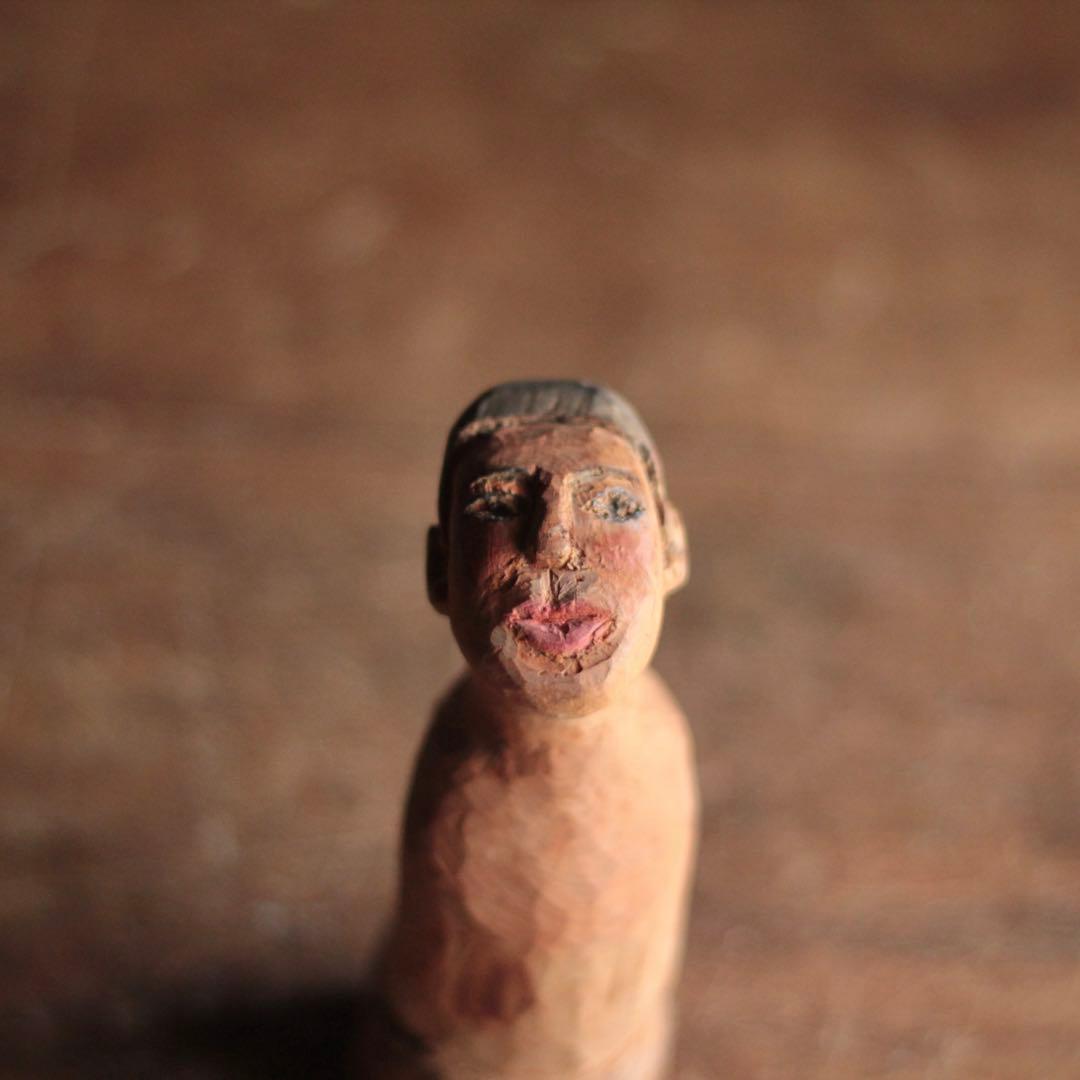 ふしぎな 木彫 人物像 古道具 アンティーク オブジェ