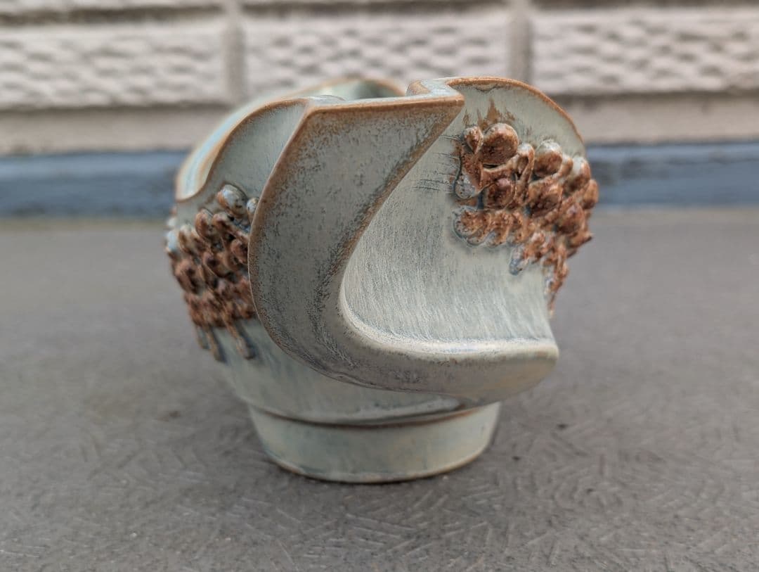 ビンテージ モダン アート フラワーベース ボウル 在銘 アンティーク 花器 鉢