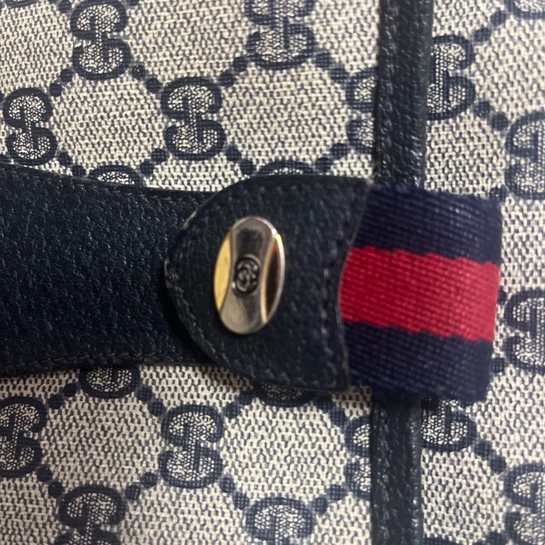 【美品】オールドグッチ シェリーライン GG柄 ショルダーバッグ ネイビー