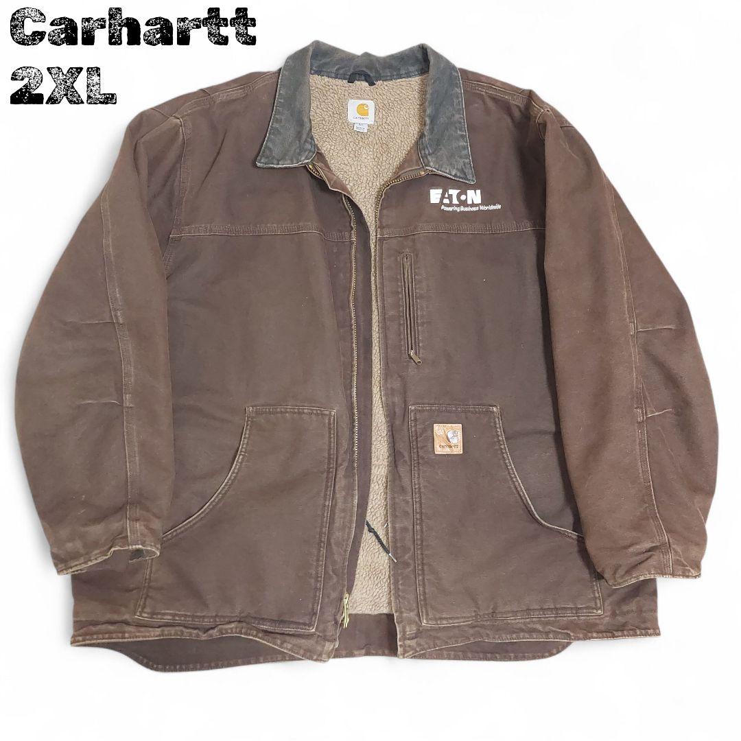 モ*ー様 Carhartt デトロイトジャケット ブラウン メキシコ製 企業ロゴ