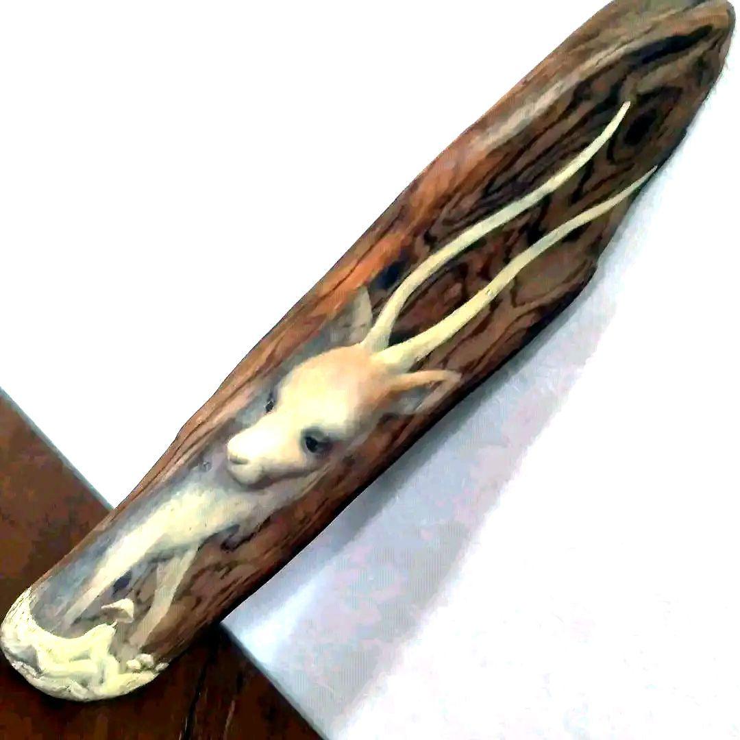 一時値下げプロ作家壁掛け超絶流木アート工芸品　世界観流木絵画　不思議な鹿？