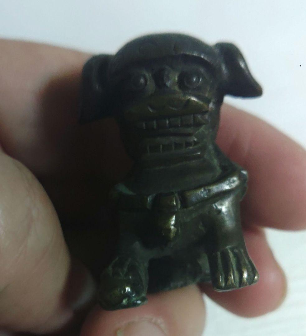 清朝　中国　古銅製　獅子　置物　イ10